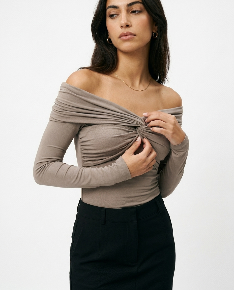 off the shoulder shirt éternelle - detail