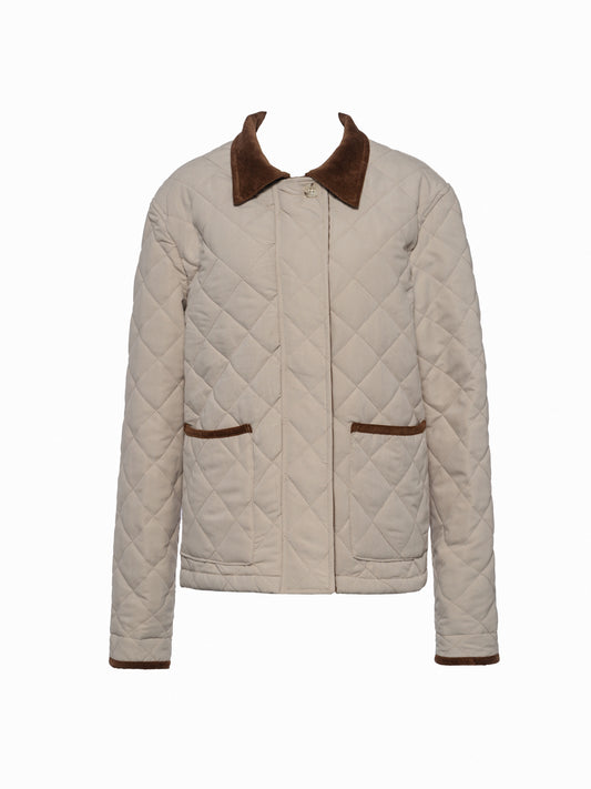 quilt jacket with corduroy details