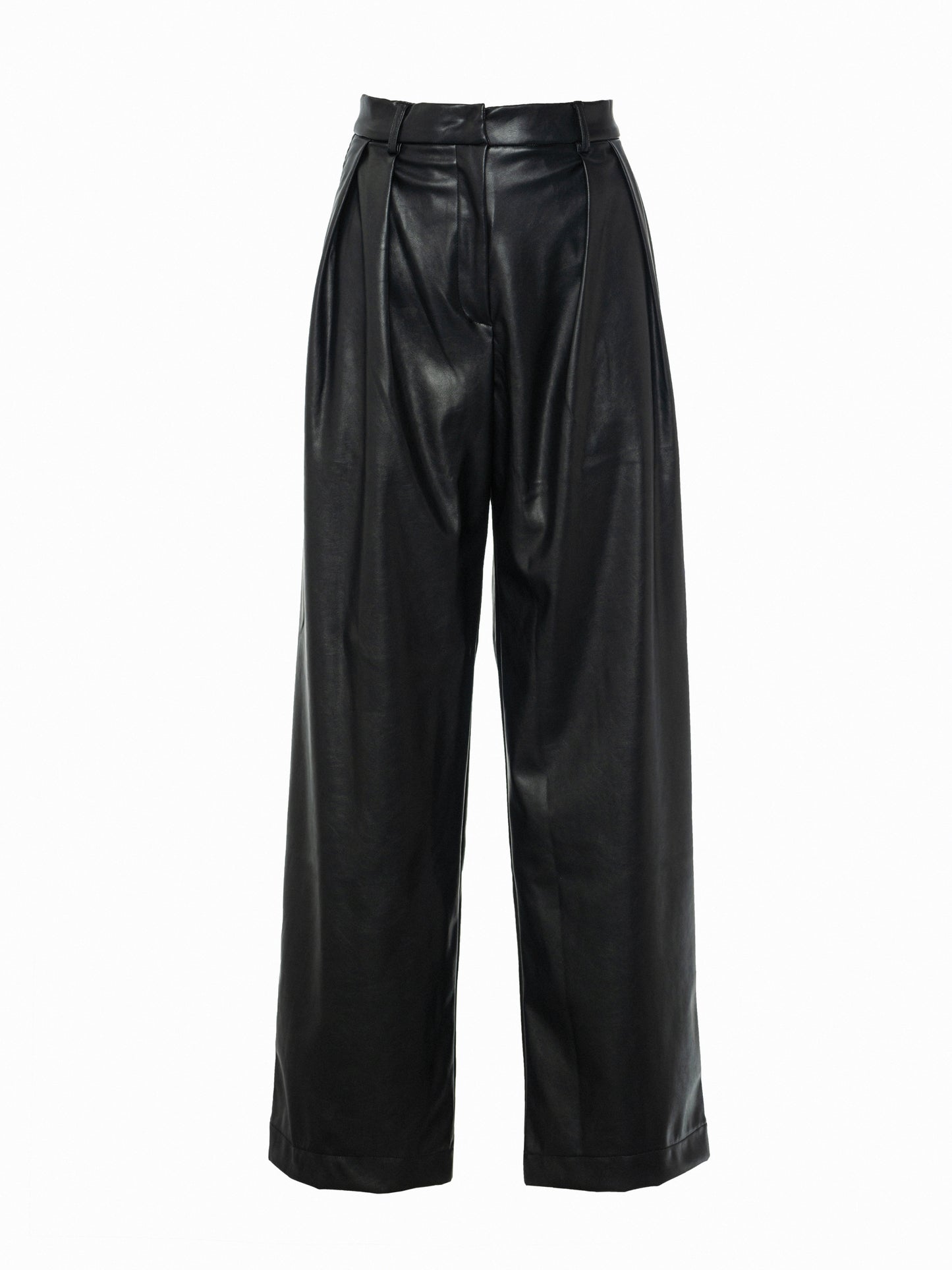 wide leg faux leather pants