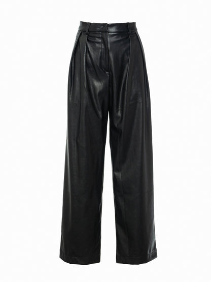 wide leg faux leather pants