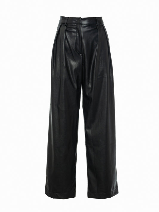 wide leg faux leather pants