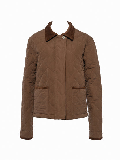 quilt jacket with corduroy details