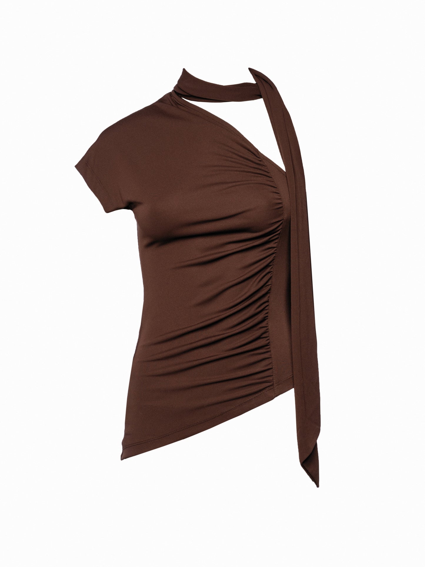 One-shoulder top with a scarf