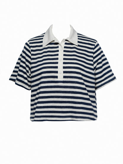 Navy striped crop top