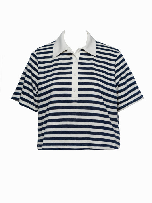 Navy striped crop top