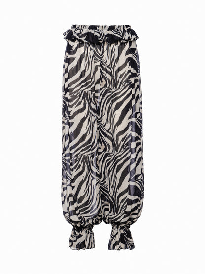zebra print chifon balloon pants