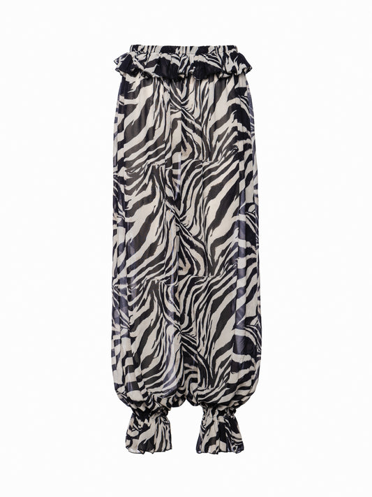 zebra print chifon balloon pants