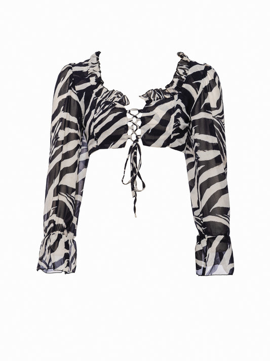 zebra print chifon top