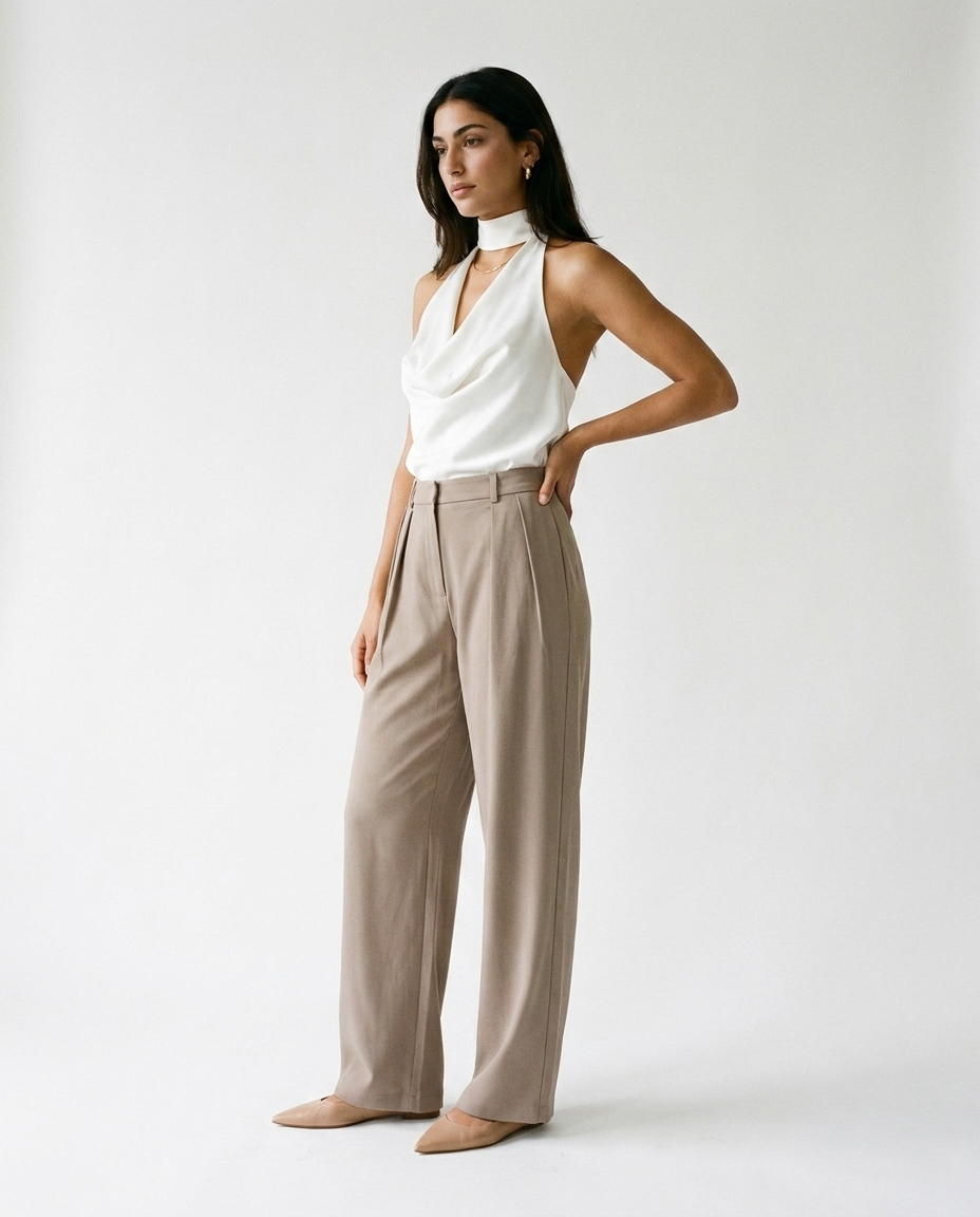 High waisted tailored pants éternelle - on model
