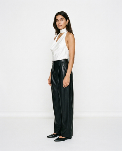 wide leg faux leather pants éternelle - profile