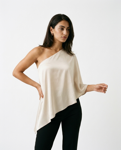 one shoulder flow top éternelle - on model