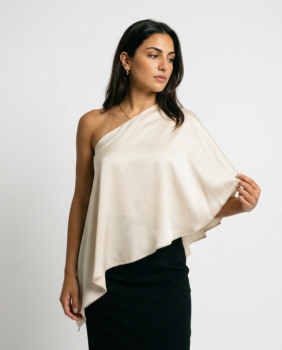 one shoulder flow top éternelle - detail