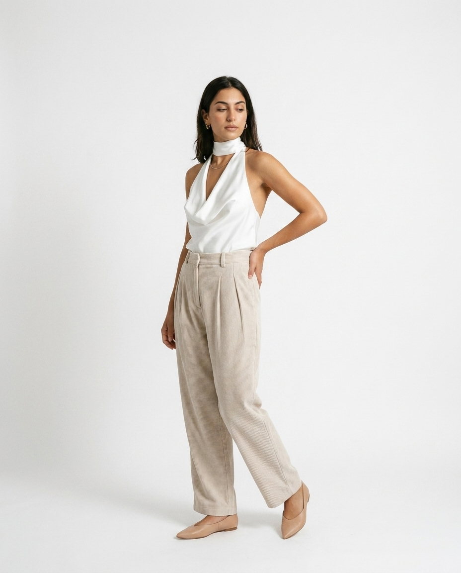 wide leg corduroy pants éternelle - on model