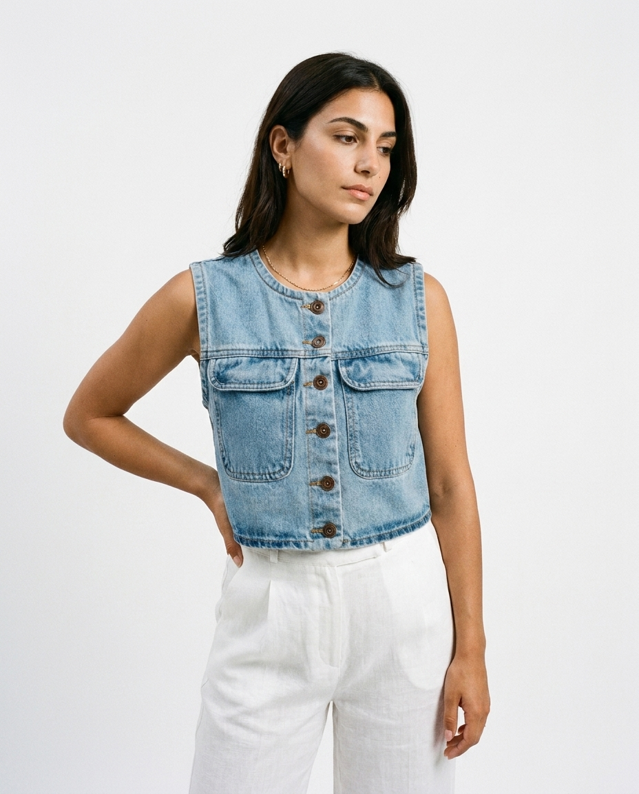 crop vest éternelle - on model