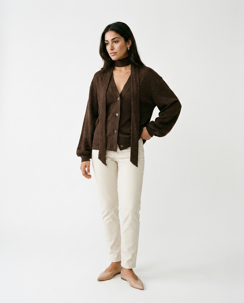 cardigan & scarf set éternelle - on model