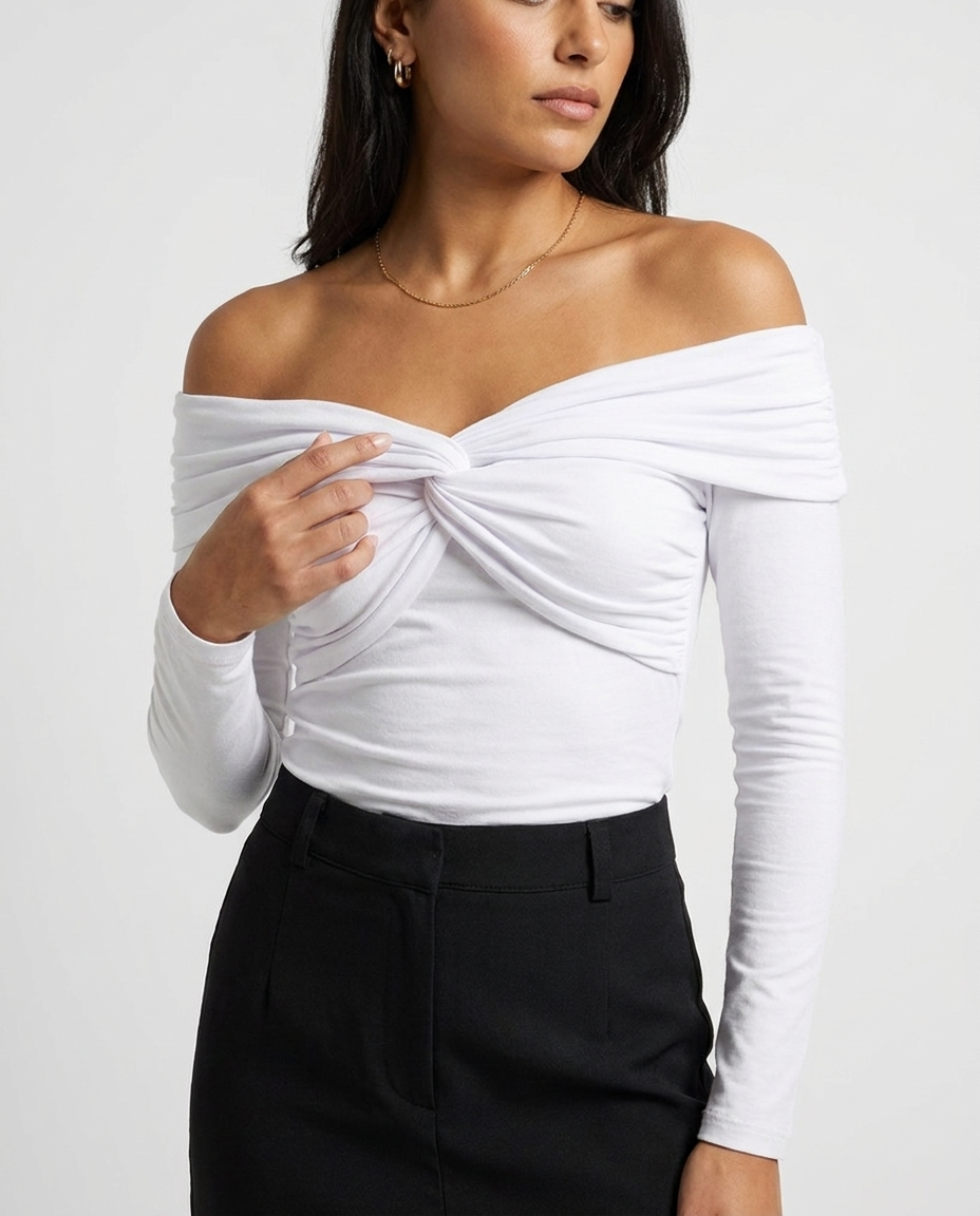 off the shoulder shirt éternelle - detail