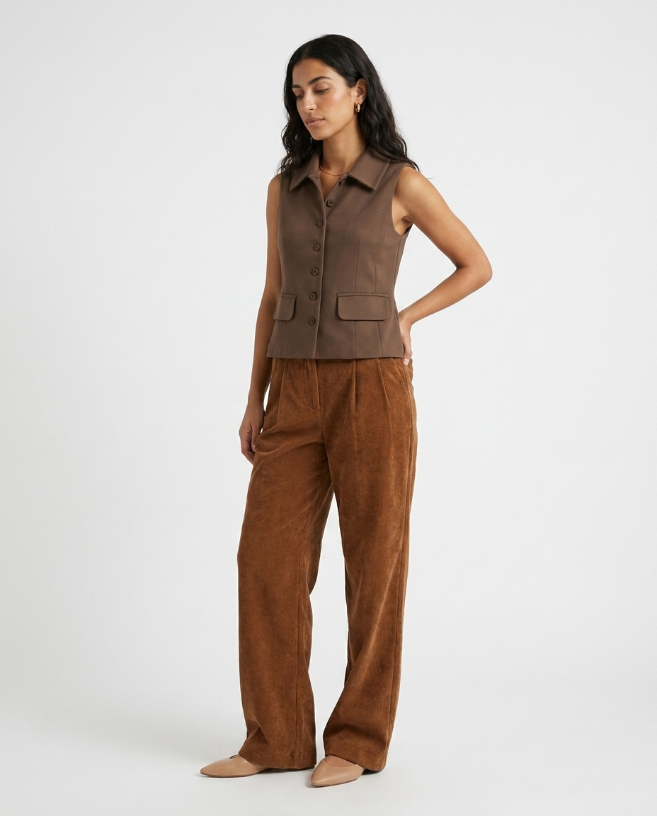 wide leg corduroy pants éternelle - on model