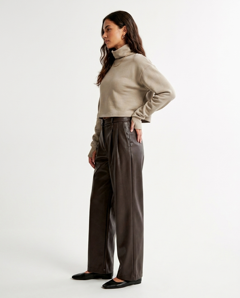 wide leg faux leather pants éternelle - profile