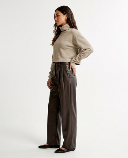 wide leg faux leather pants éternelle - profile