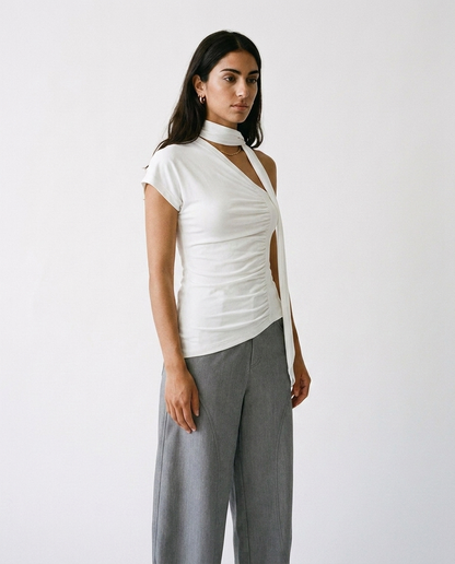 One-shoulder top with a scarf éternelle - on model