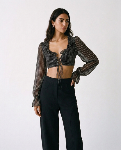 polka dot chifon top éternelle - on model