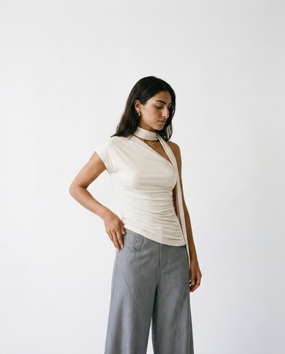 One-shoulder top with a scarf éternelle - on model