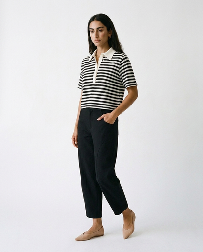 Black striped crop top éternelle - on model