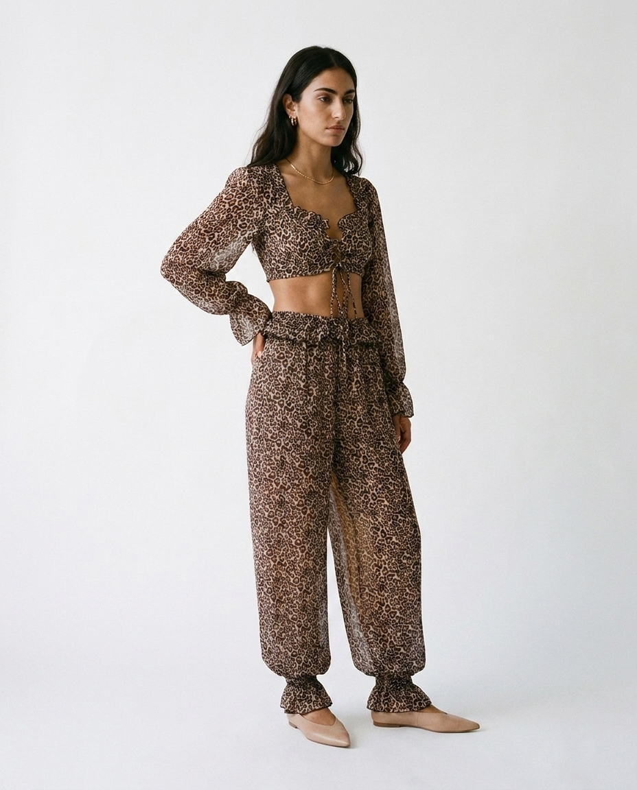 Leopard chifon balloon pants éternelle - on model