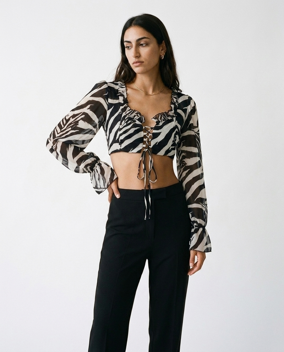 zebra print chifon top éternelle - on model