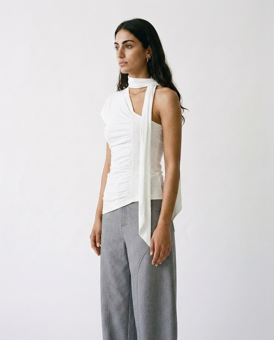 One-shoulder top with a scarf éternelle - profile