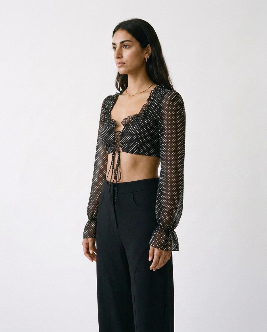 polka dot chifon top éternelle - profile