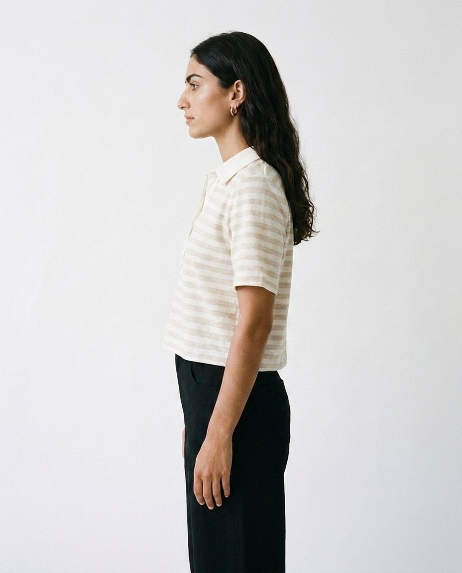 Camel striped crop top éternelle - profile