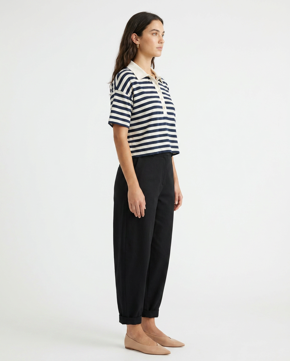 Navy striped crop top éternelle - profile
