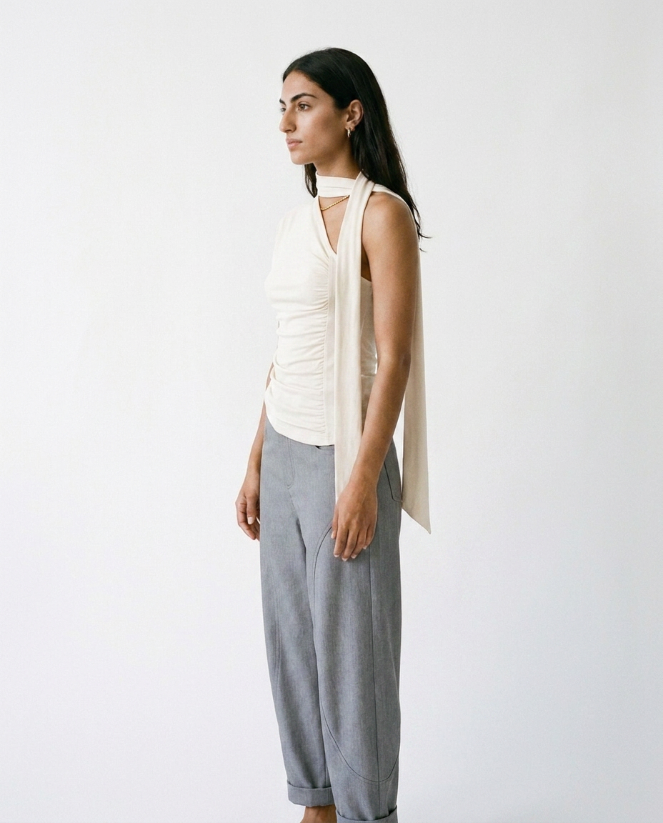 One-shoulder top with a scarf éternelle - profile