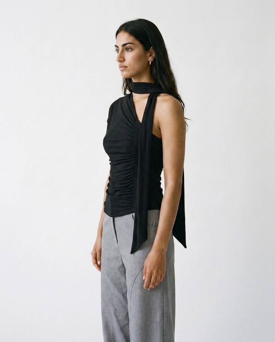 One-shoulder top with a scarf éternelle - profile