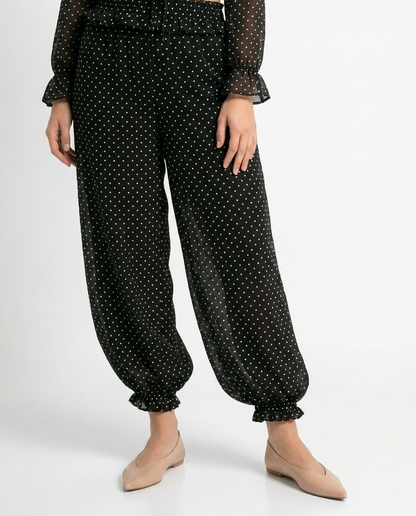 polka dot chifon balloon pants éternelle - detail
