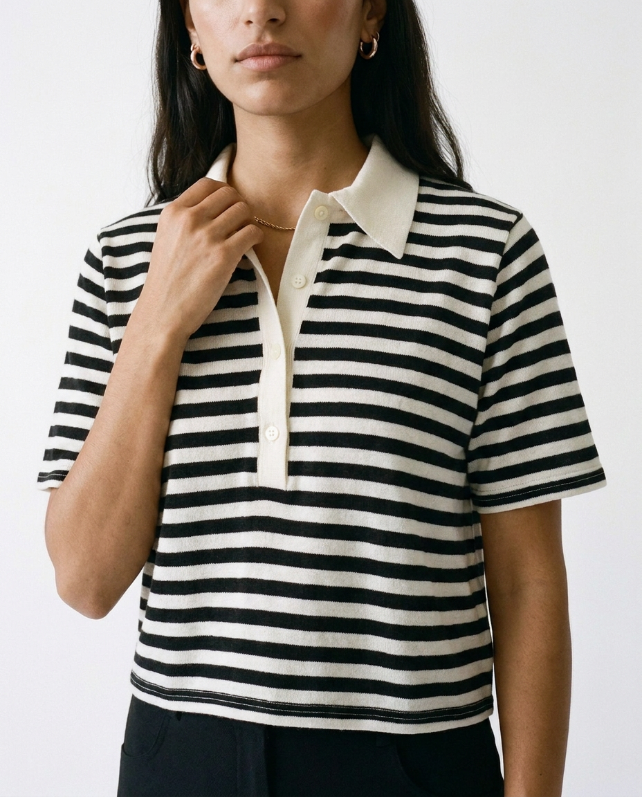 Black striped crop top éternelle - detail