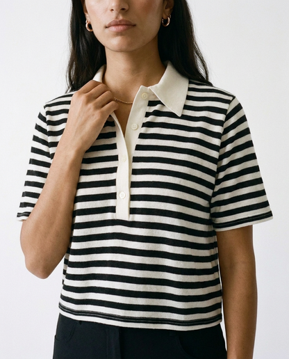 Black striped crop top éternelle - detail