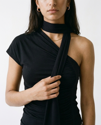 One-shoulder top with a scarf éternelle - detail