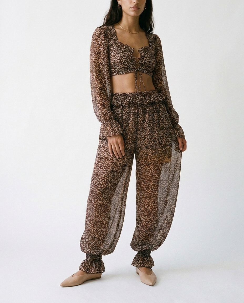Leopard chifon balloon pants éternelle - detail