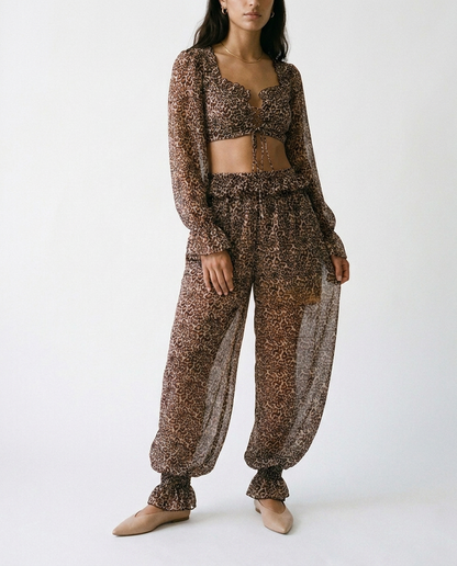 Leopard chifon balloon pants éternelle - detail