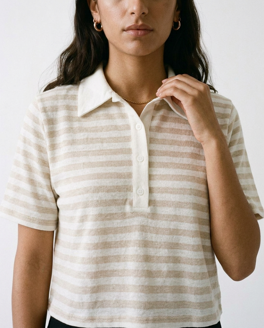 Camel striped crop top éternelle - detail